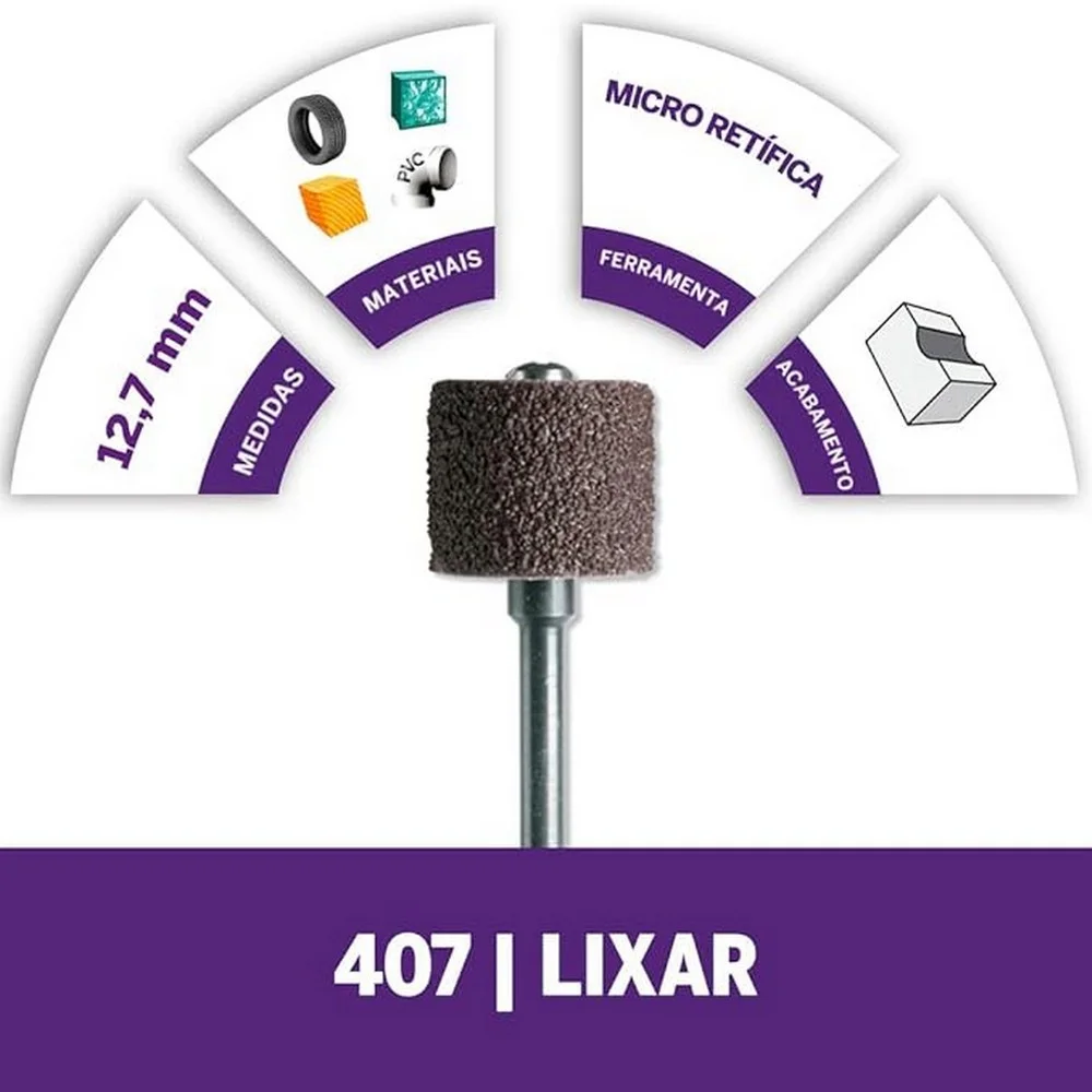 Suporte com Tubo de Lixa Grao 60 Para Micro Retifica 1/2" Dremel 407