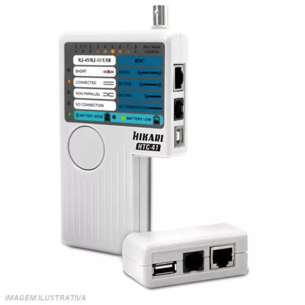Teste de Cabo Rede Rj45/11 Usb/Bnc Hikari HTC41