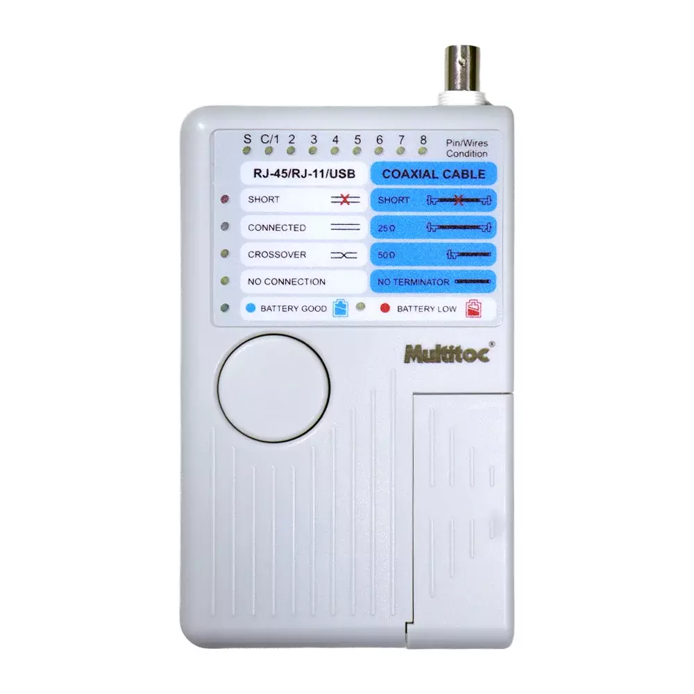 Teste de Cabo Rede Rj45/11/Usb Bnc Multitoc MT200