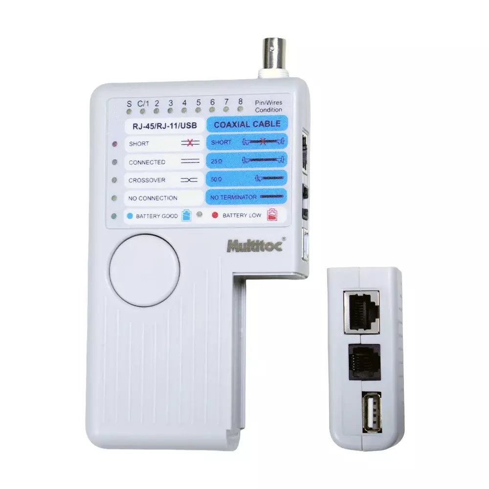 Teste de Cabo Rede Rj45/11/Usb Bnc Multitoc MT200