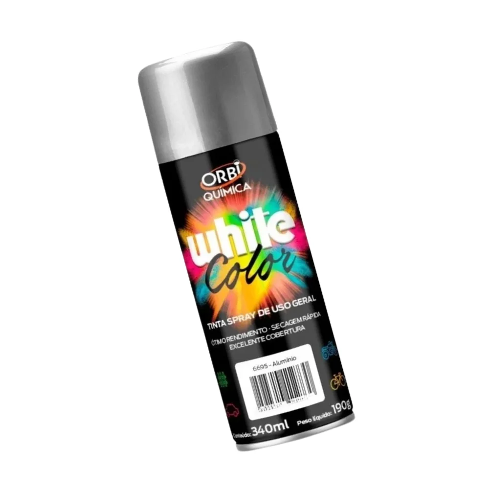 Tinta Spray Aluminio Uso Geral Orbi Spray 340ML Orbi WHITE COLOR