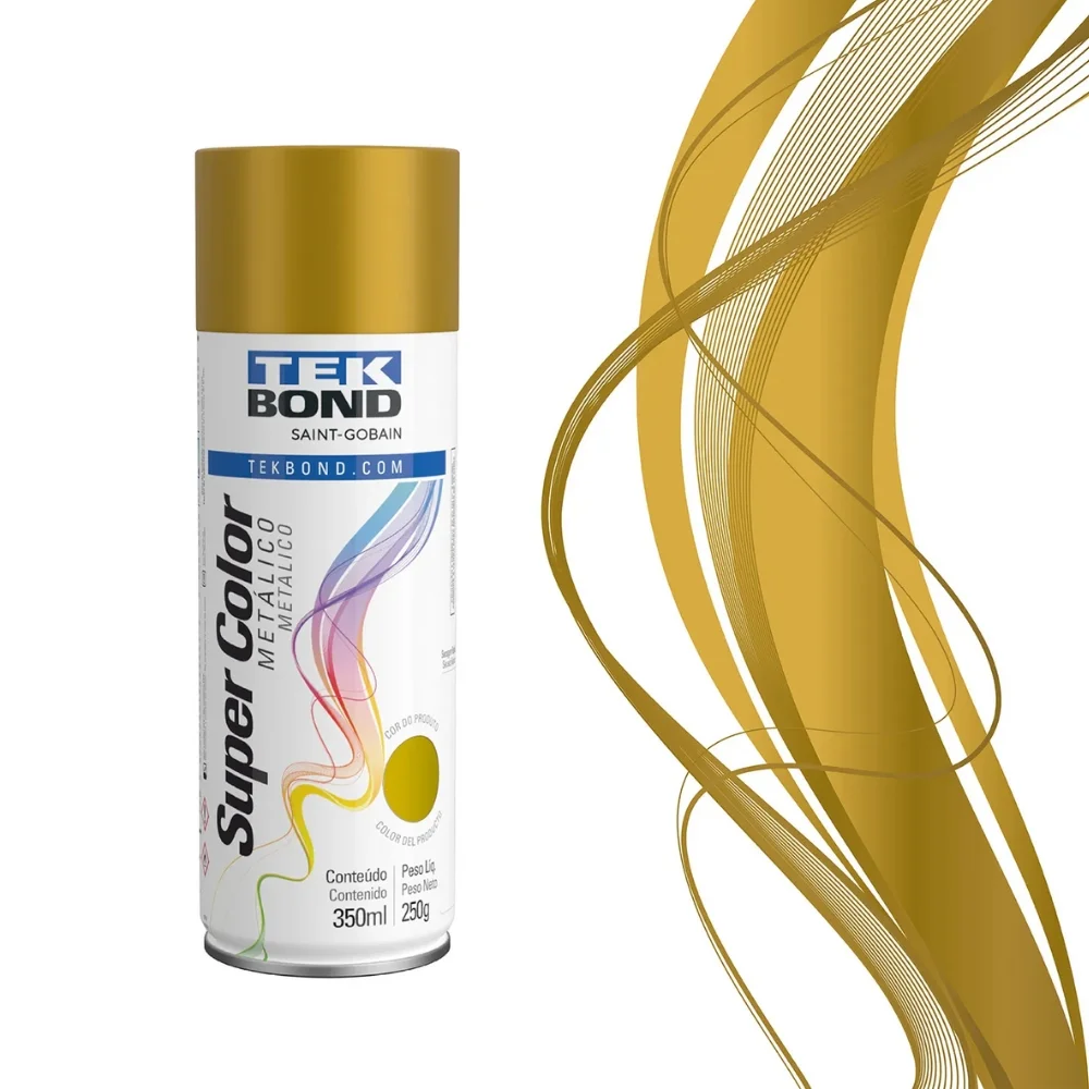 Tinta Spray Ouro Metalico Uso Geral 350ML Tekbond SUPER COLOR