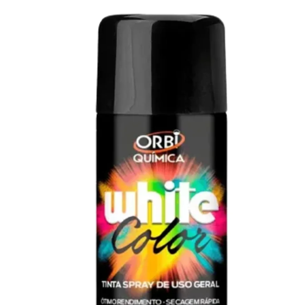 Tinta Spray Preto Brilhante Uso Geral Orbi Spray 340ML Orbi WHITE COLOR