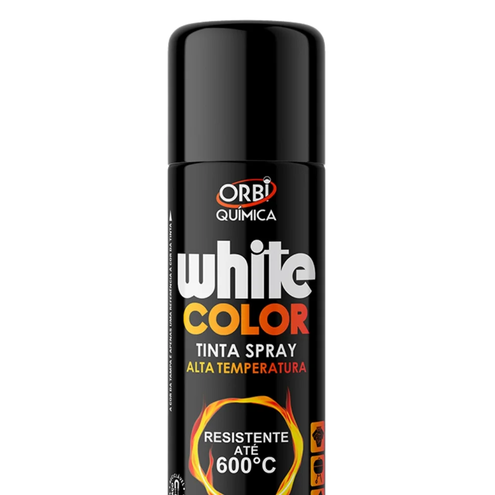 Tinta Spray Preto Fosco Alta Temperatura Orbi Spray 340ML Orbi WHITE COLOR