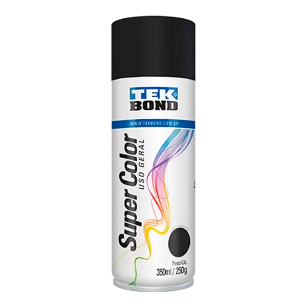 Tinta Spray Preto Fosco Uso Geral 350ML Tekbond SUPER COLOR