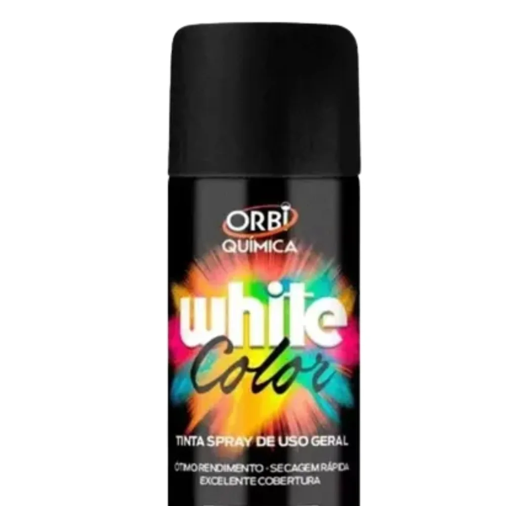 Tinta Spray Preto Fosco Uso Geral Orbi Spray 340ML Orbi WHITE COLOR