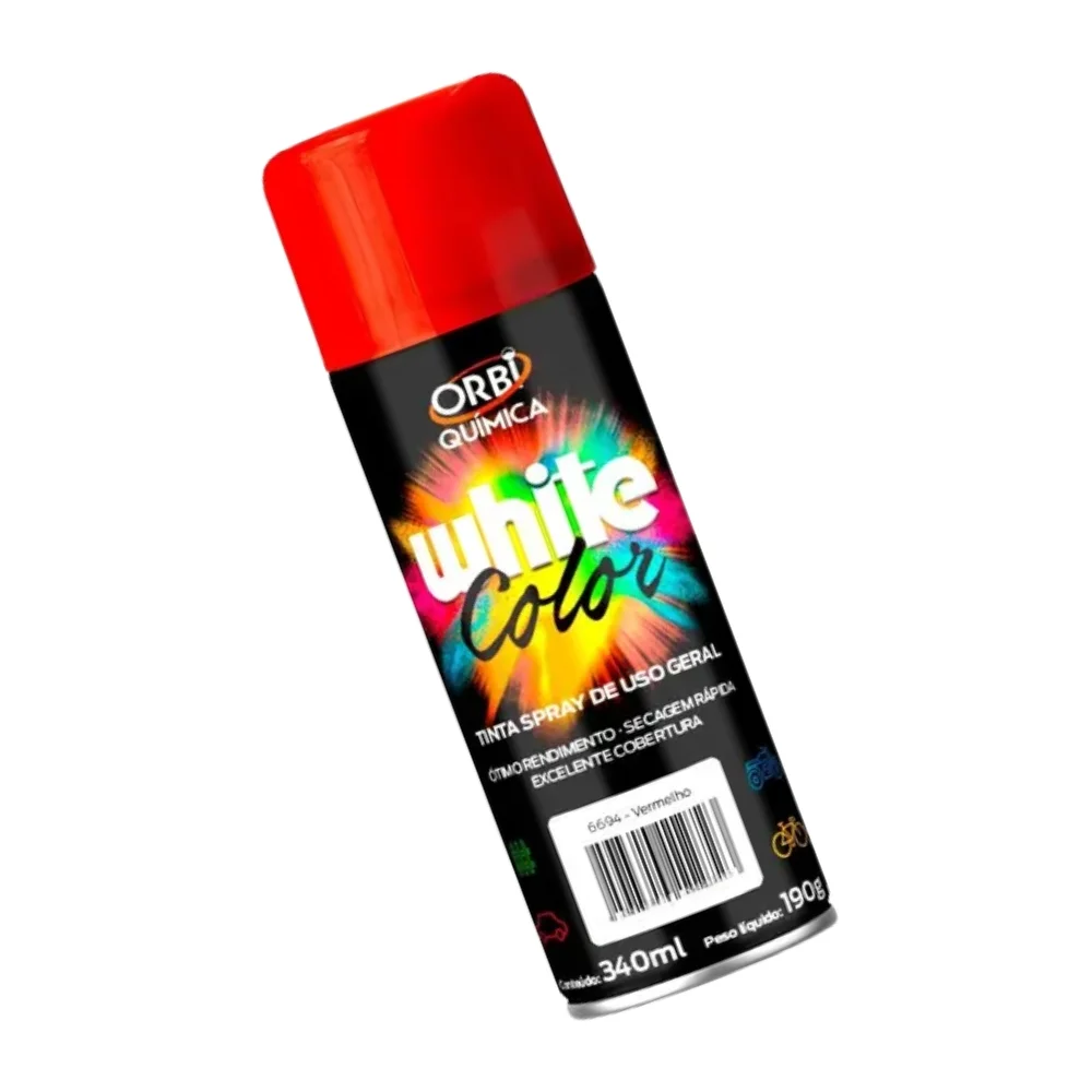 Tinta Spray Vermelho Uso Geral Orbi Spray 340ML Orbi WHITE COLOR