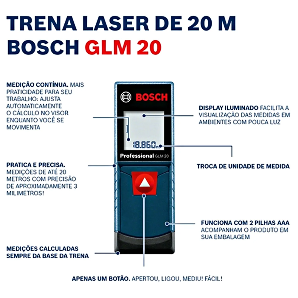 Trena a Laser Digital 20M Bosch GLM 20