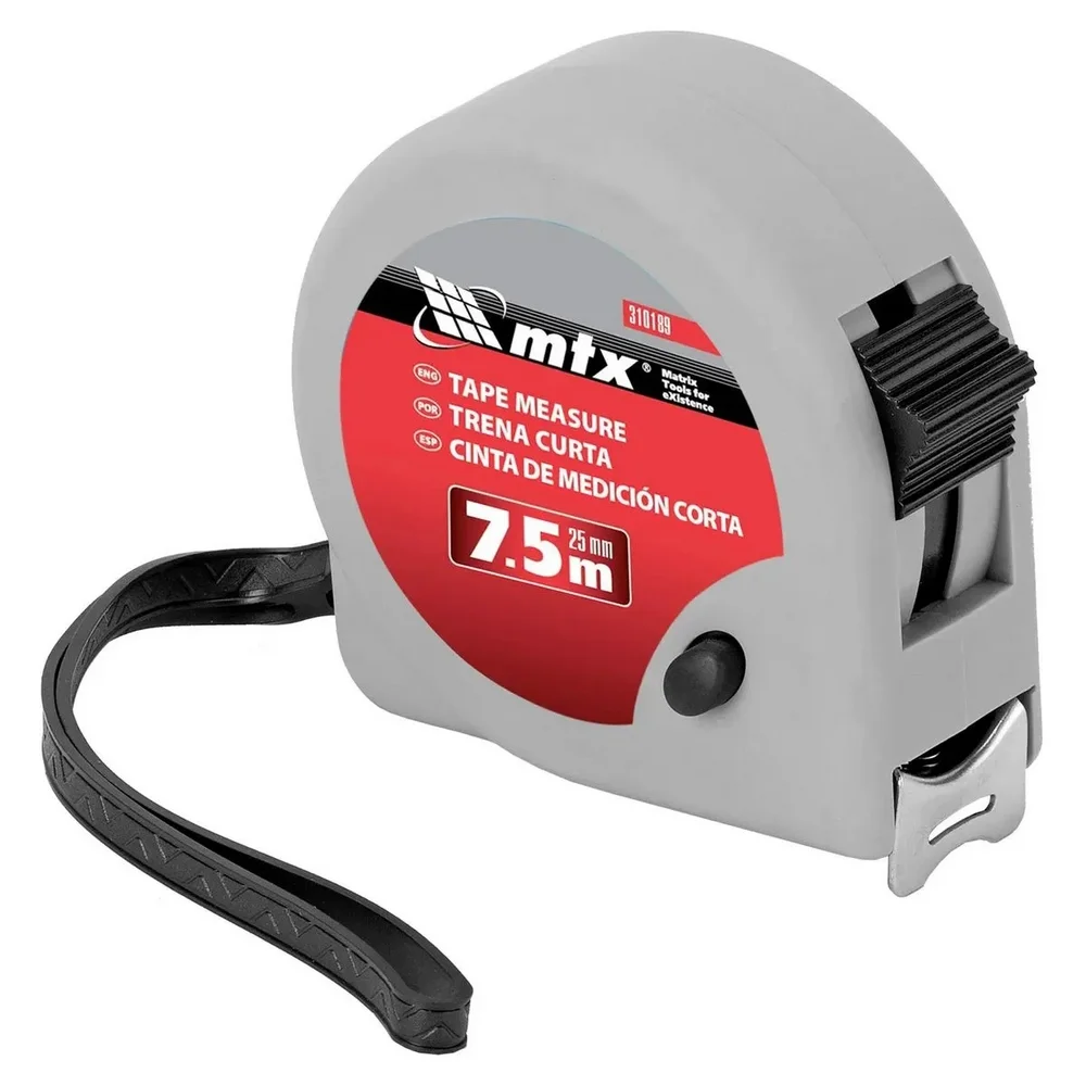 Trena de Aco Caixa Plastica Graduacao Em Milimetros com Trava e Presilha 7,5MX1" Mtx 310189