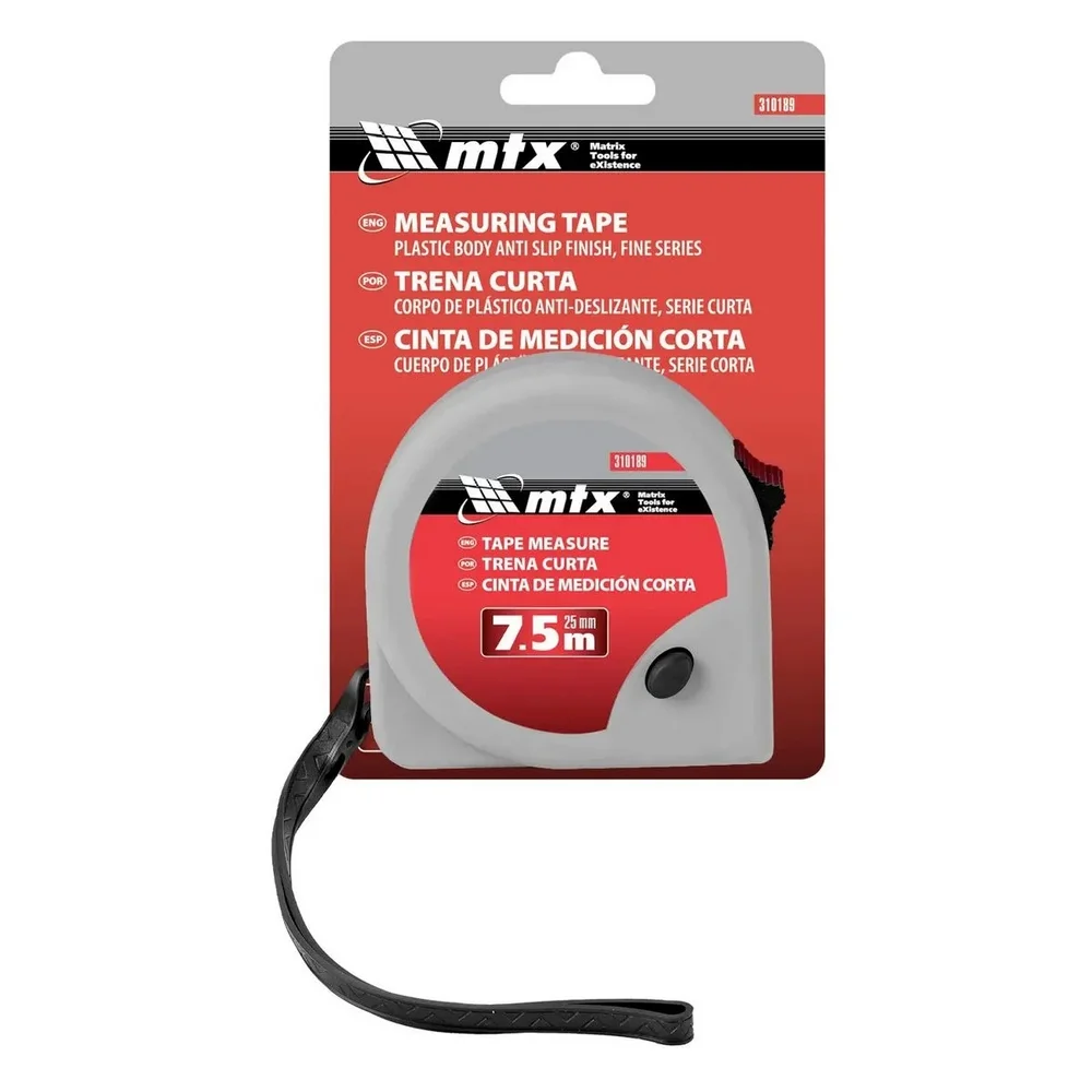 Trena de Aco Caixa Plastica Graduacao Em Milimetros com Trava e Presilha 7,5MX1" Mtx 310189