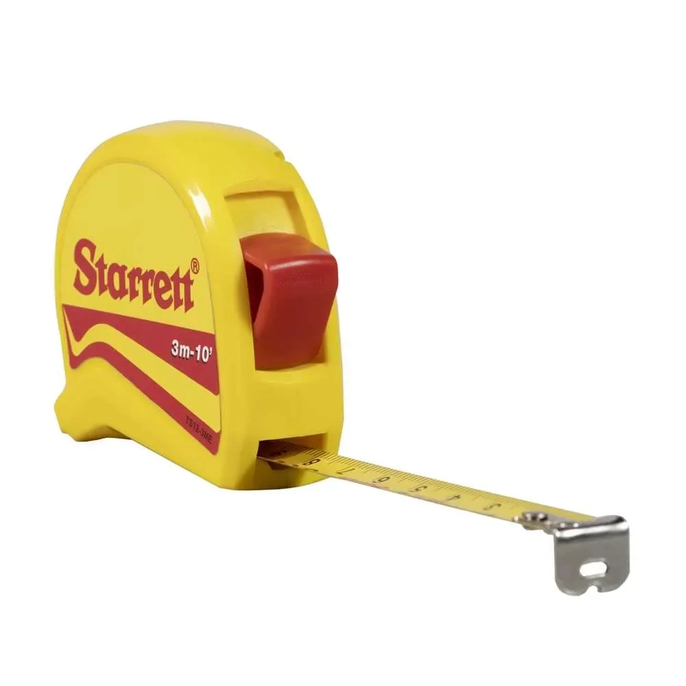 Trena de Aco Caixa Plastica Graduacao Em MM/POL com Trava e Presilha 10MX1" Starrett KTS1-10ME-S