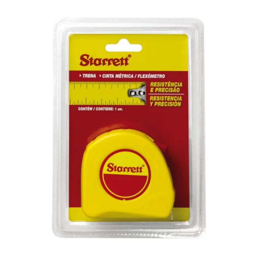 Trena de Aco Caixa Plastica Graduacao Em MM/POL com Trava e Presilha 3MX1/2" Starrett STS12-3ME