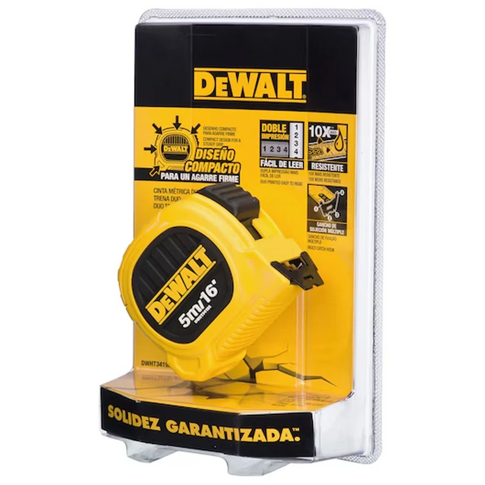 Trena de Aco Caixa Plastica Graduacao Em MM/POL com Trava e Presilha 5MX1" Dewalt DWHT34192L