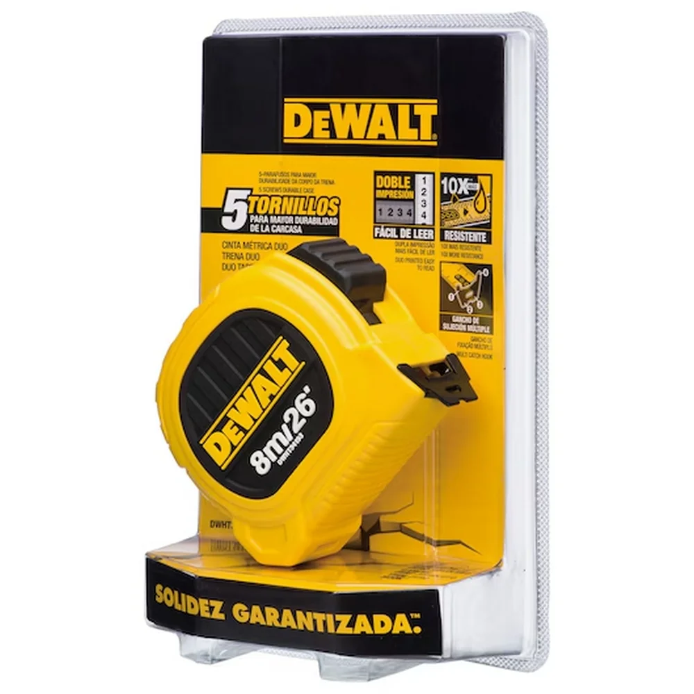 Trena de Aco Caixa Plastica Graduacao Em MM/POL com Trava e Presilha 8MX1" Dewalt DWHT34193L
