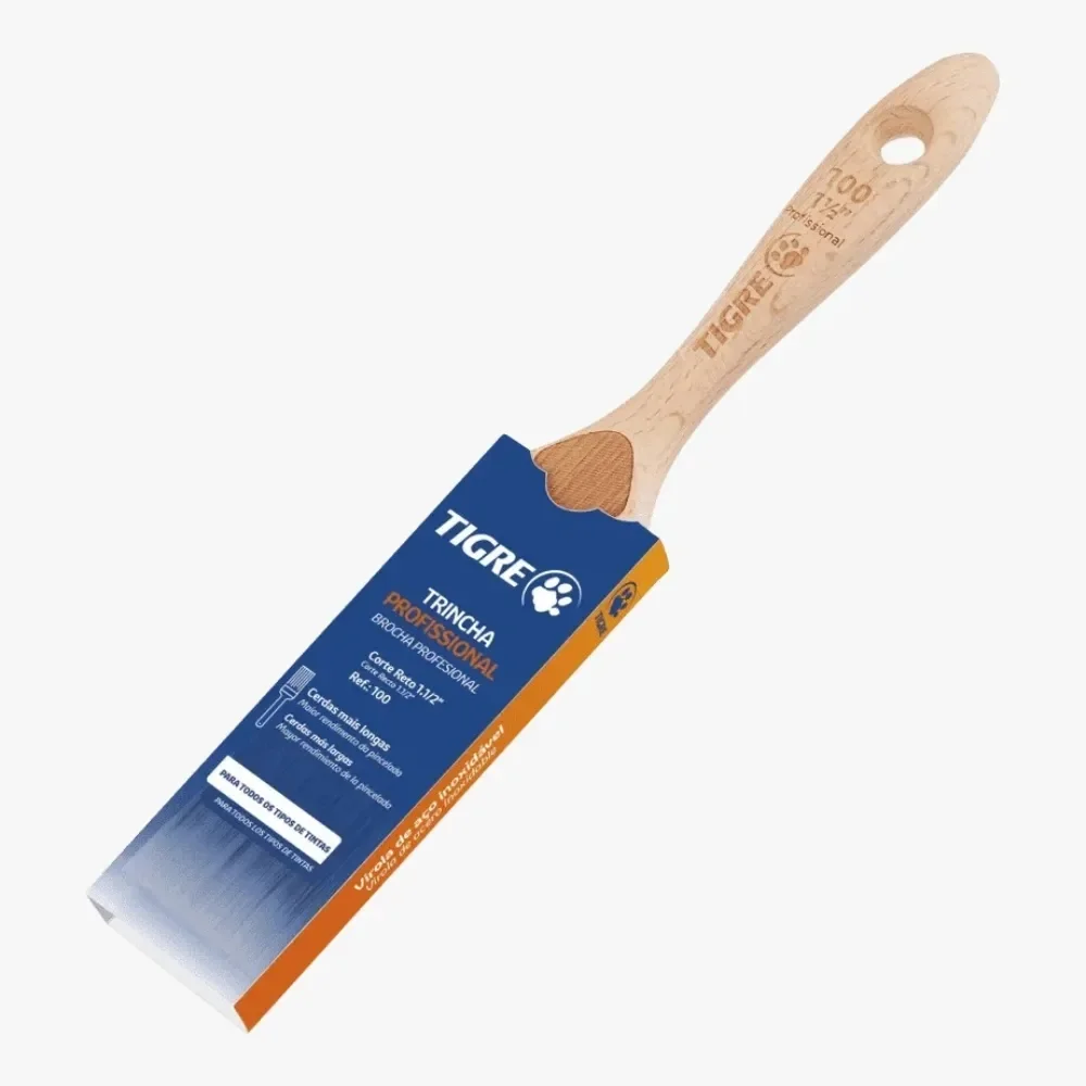 Trincha para Pintura Cerda Longa Reta Sintetica PRO para Todos OS Tipos de Tinta 1.1/2" Tigre 100