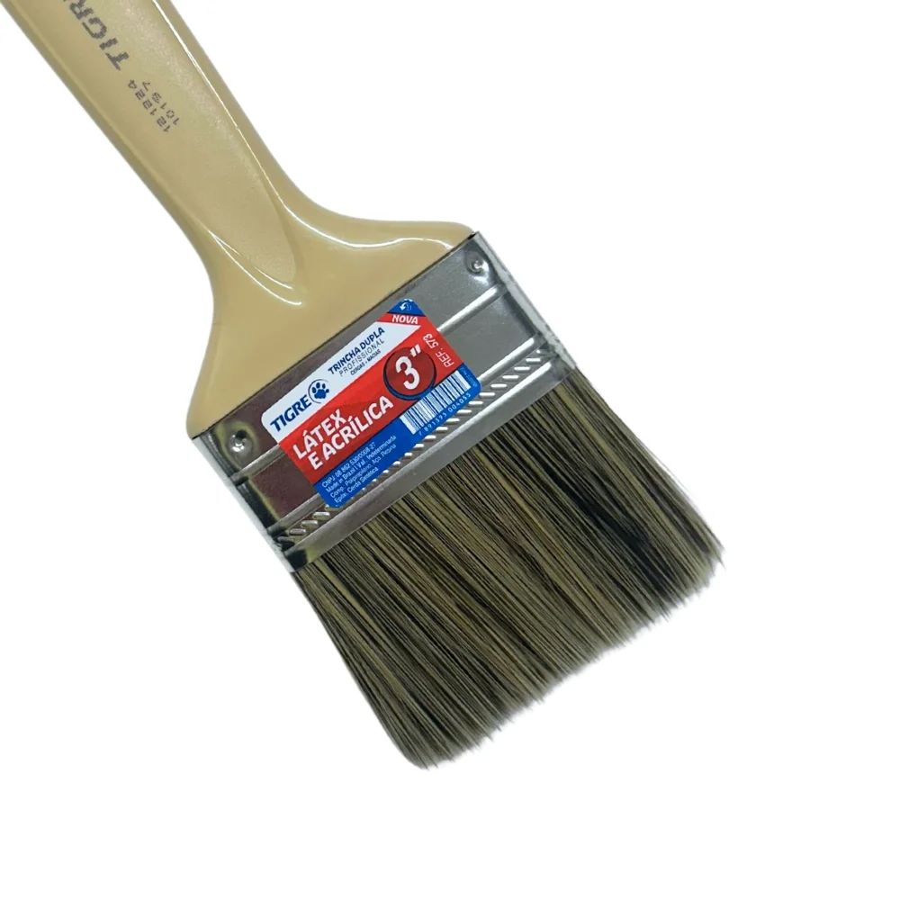 Trincha para Pintura Dupla Cerda Gris Para Tinta Latex e Acrilica 3" Tigre 573