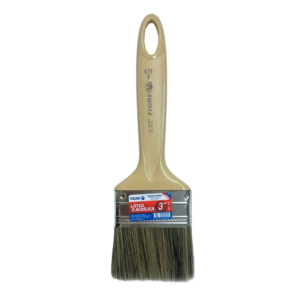 Trincha para Pintura Dupla Cerda Gris Para Tinta Latex e Acrilica 3" Tigre 573