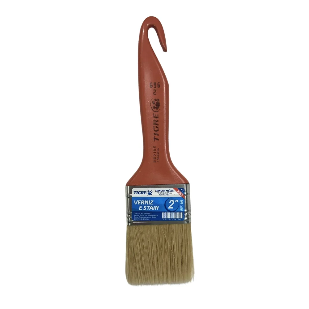 Trincha para Pintura Media Cerda Branca Para Verniz e Stain 2" Tigre 696