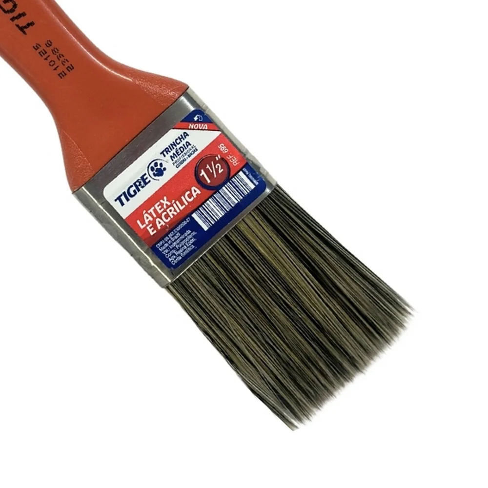 Trincha para Pintura Media Cerda Gris Para Tinta Latex e Acrilica 1.1/2" Tigre 695