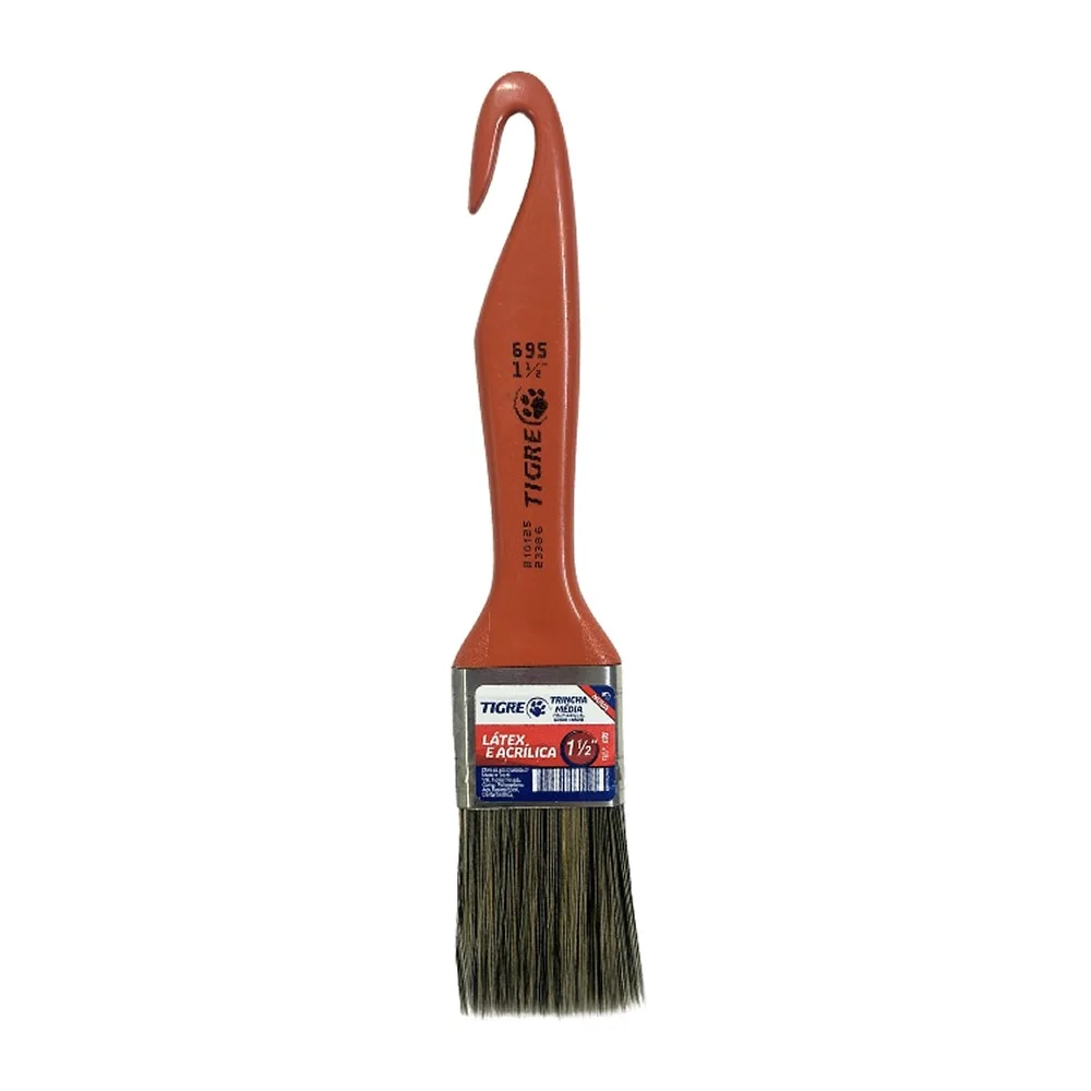 Trincha para Pintura Media Cerda Gris Para Tinta Latex e Acrilica 1.1/2" Tigre 695
