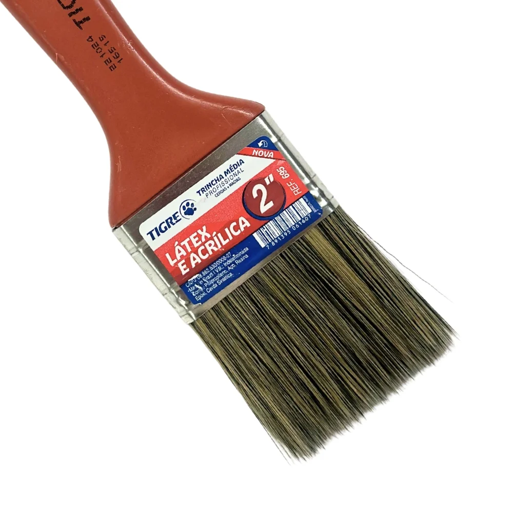 Trincha para Pintura Media Cerda Gris Para Tinta Latex e Acrilica 2" Tigre 695