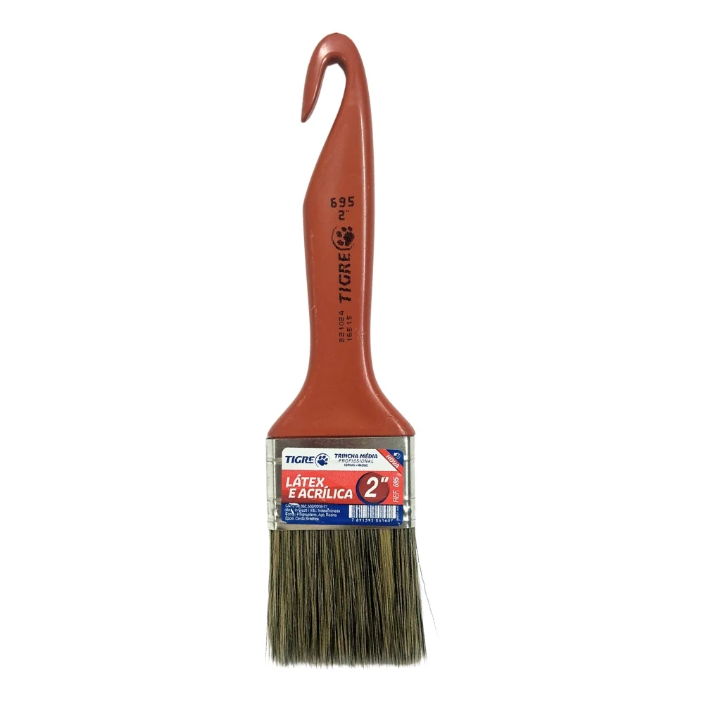 Trincha para Pintura Media Cerda Gris Para Tinta Latex e Acrilica 2" Tigre 695