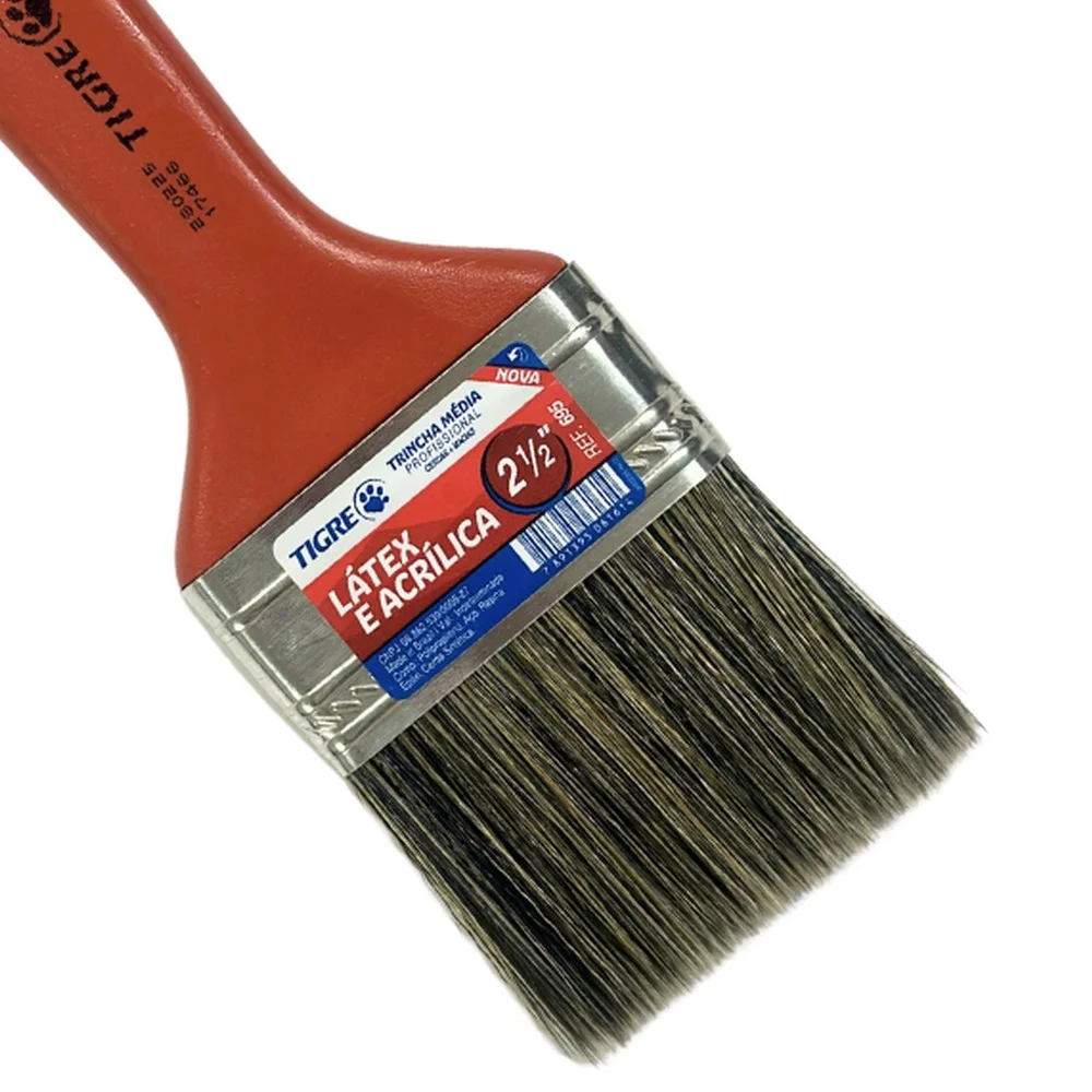 Trincha para Pintura Media Cerda Gris Para Tinta Latex e Acrilica 2.1/2" Tigre 695