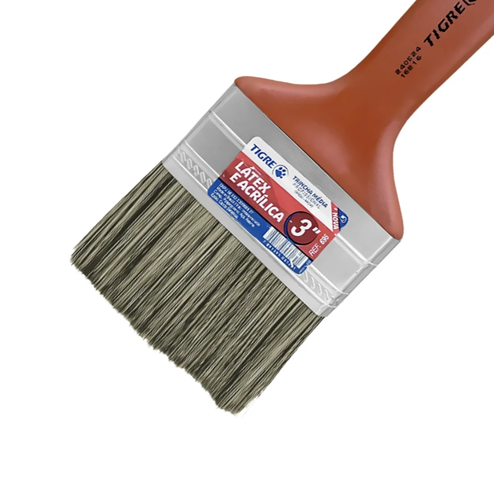 Trincha para Pintura Media Cerda Gris Para Tinta Latex e Acrilica 3" Tigre 695
