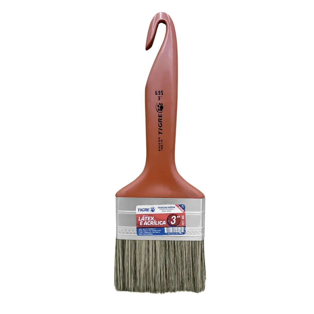 Trincha para Pintura Media Cerda Gris Para Tinta Latex e Acrilica 3" Tigre 695
