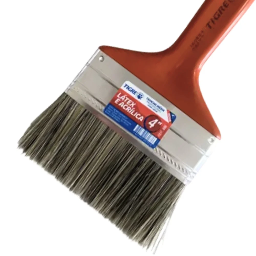 Trincha para Pintura Media Cerda Gris Para Tinta Latex e Acrilica 4" Tigre 695