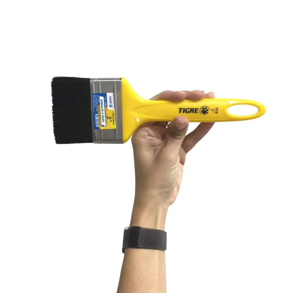 Trincha para Pintura Media Cerda Preta Sintetica Para Esmalte e Oleo 3" Tigre 519