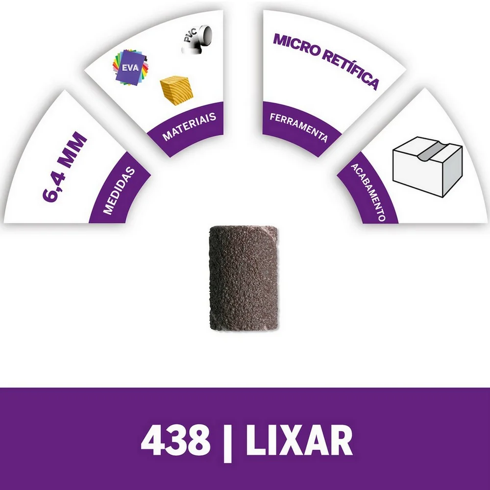 Tubo de Lixa Grao 120 6 Pecas Para Micro Retifica 1/4" Dremel 438