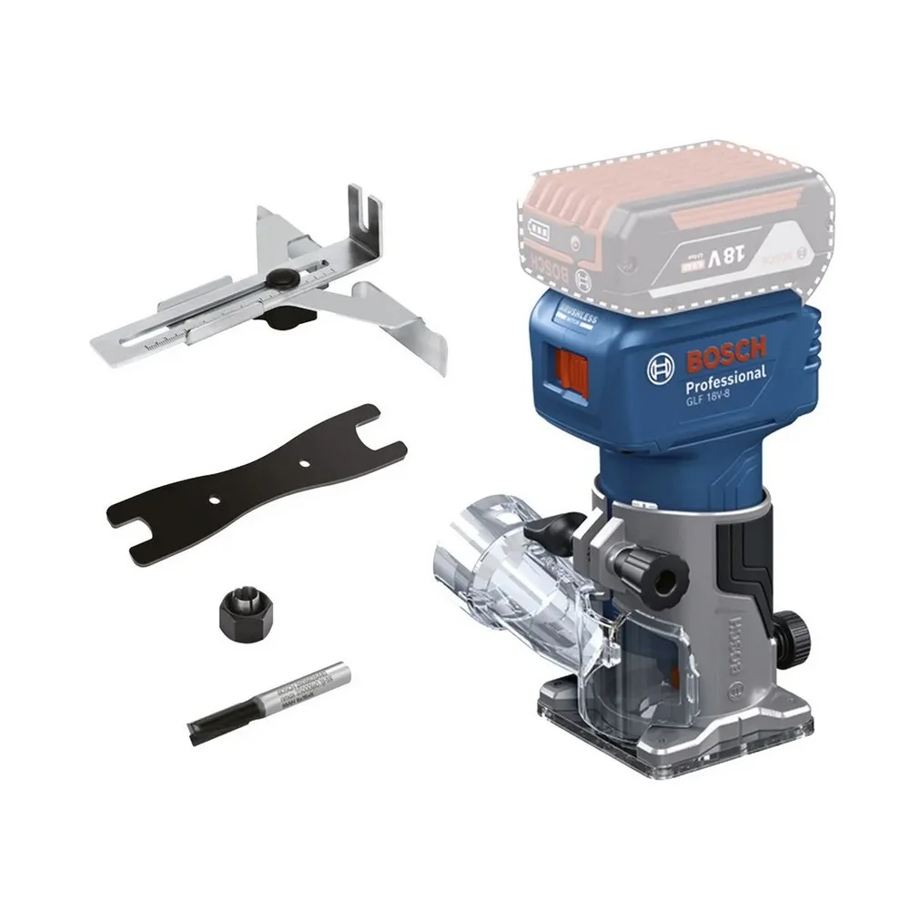 Tupia a Bateria 18V Brushless Sem Carregador e Bateria 6MM-1/4"-8MM Bosch GLF 18V-8