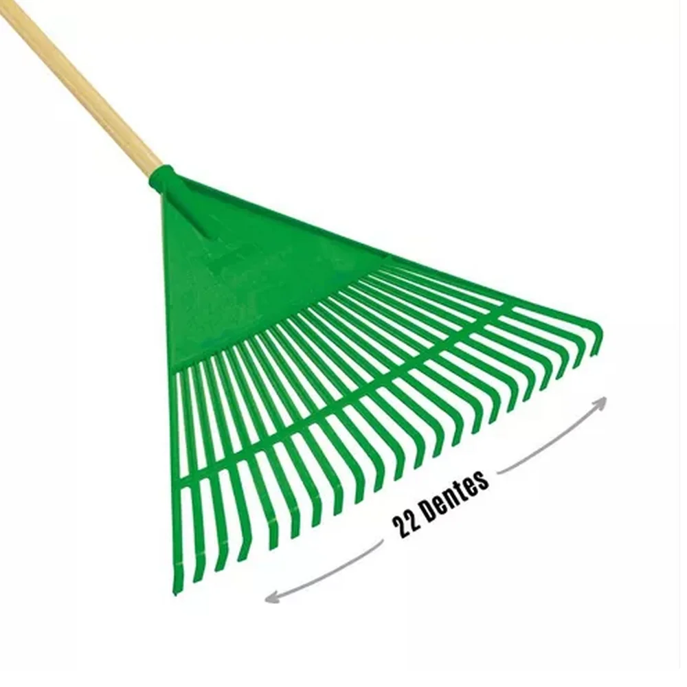 Vassoura Plastica com Cabo Para Jardim 22 DENTES Trapp FJ1011