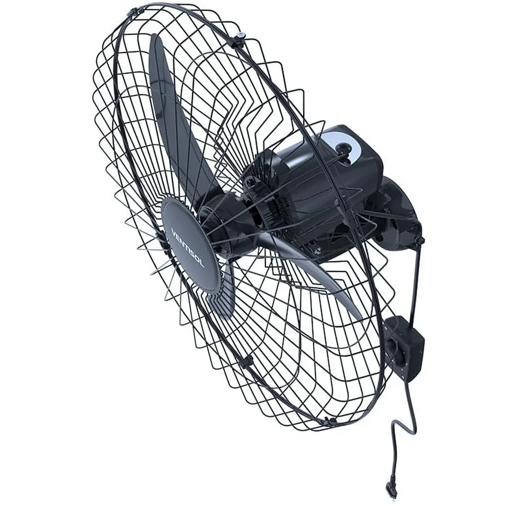 Ventilador de Parede Preto Premium Oscilante 3 PAS 60CM Bivolt 200W Ventisol 543