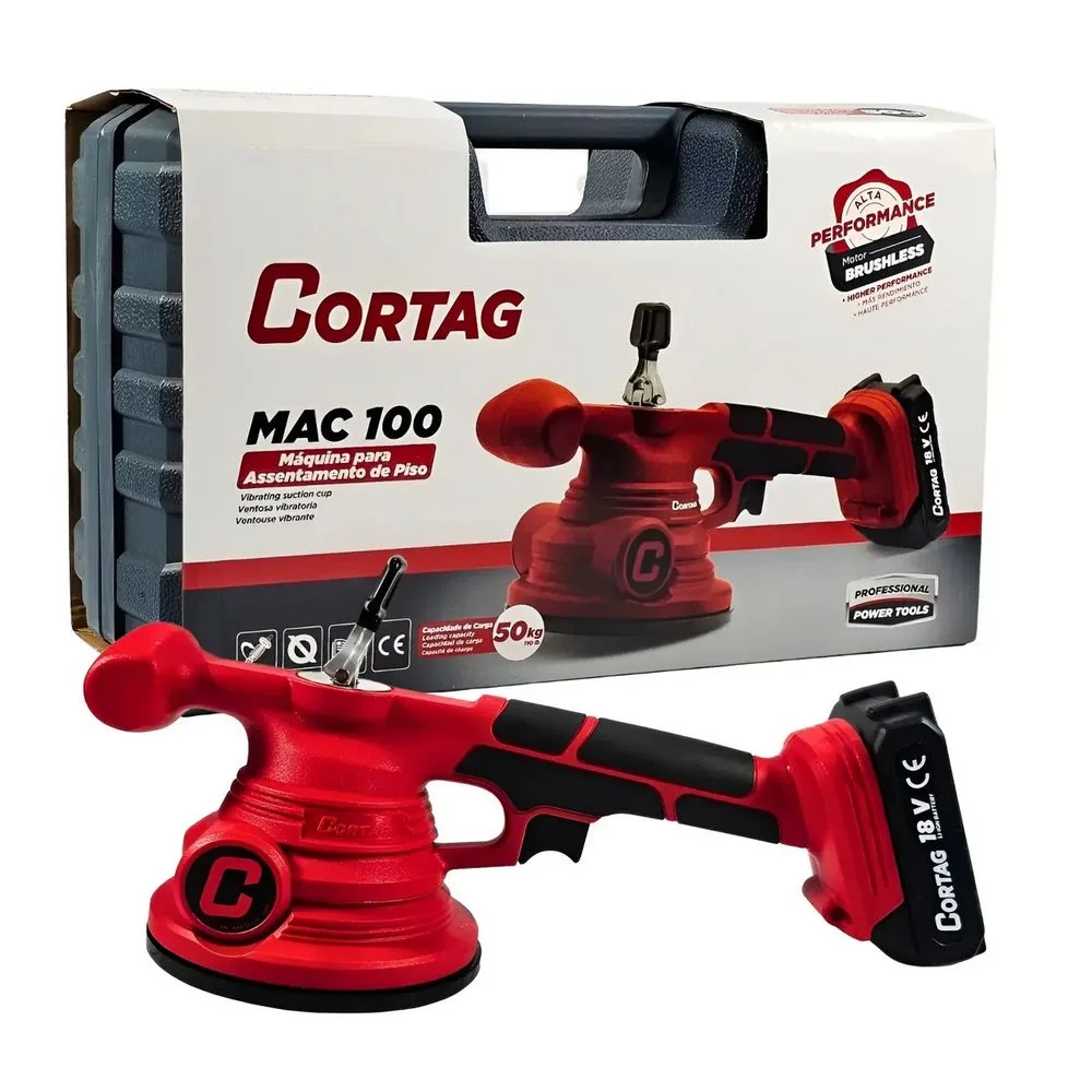 Ventosa Vibrador Assentamento Piso a Bateria 18V Brushless com Carregador e 1 Bateria 1,5AH Bivolt Cortag MAC-100