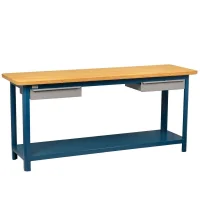 Bancada Aberta Tampo de Madeira Com 2 Gavetas e 1 Prateleira 200X60X92CM Fercar 202CD