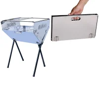 Churrasqueira Em Inox Dobravel Compacta e Portatil com 2 Grelhas 55X32X40CM Fercar CHU-06