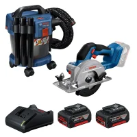 Combo Pague Menos Bosch 18V - Aspirador de Pó 10L + Serra Circular 140mm + 2 Baterias 18V 4ah e Carregador Bivolt BOSCH