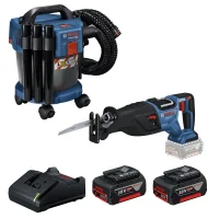 Combo Pague Menos Bosch 18V - Aspirador de Pó 10L + Serra Sabre + 2 Baterias 18V 4ah e Carregador Bivolt BOSCH