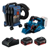 Combo Pague Menos Bosch 18V - Aspirador de Pó 10L+Plaina 82mm+2 Baterias 18V 4ah e Carregador Bivolt BOSCH