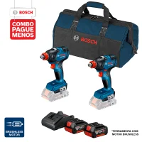 Combo Pague Menos Bosch 18V - Chave de Impacto a Bateria de ¼ e ½" Bosch GDX 18V-200, 200Nm, 18V, em Maleta + Chave de Impacto a Bateria de ¼ e ½" Bosch GDX 18V-200, 200Nm, 18V, em Maletacom 2 baterias 18V 4,0Ah 1 carregador BIVOLT GAL 18V-20 e 1 bolsa de
