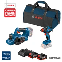 Combo Pague Menos Bosch 18V - Chave de Impacto a Bateria de ¼ e ½" Bosch GDX 18V-200, 200Nm, 18V, em Maleta + Serra Tico-Tico a Bateria Bosch GST 18V-LI, 18V, com 2 baterias 18V 4,0Ah 1 carregador BIVOLT GAL 18V-20 e 1 bolsa de transporte