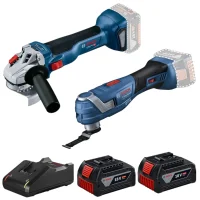 Combo Pague Menos Bosch 18V - Multicortadora Oscilante+Esmerilhadeira Angular 5"+2 Baterias 18V 4ah e Carregador Bivolt BOSCH