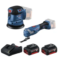 Combo Pague Menos Bosch 18V - Multicortadora Oscilante+Lixadeira Roto Orbital 5"-125mm + 2 Baterias 18V