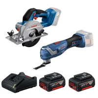 Combo Pague Menos Bosch 18V - Multicortadora Oscilante+Serra Circular 140mm + 2 Baterias 18V 4ah e Carregador Bivolt BOSCH