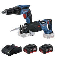 Combo Pague Menos Bosch 18V - Parafusadeira de Gesso e Drywall 1/4"+Serra Sabre+2 Baterias 18V 4ah e Carregador Bivolt BOSCH