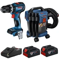 Combo Pague Menos Bosch 18V - Parafusadeira Furadeira Impacto 1/2" + Aspirador de Pó 10L+2 Baterias 18V 4ah e Carregador Bivolt BOSCH