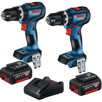 Combo Pague Menos Bosch 18V - Parafusadeira Furadeira Impacto 1/2"+Parafusadeira Furadeira Impacto 1/2"+2 Baterias 18V 4ah e Carregador Bivolt BOSCH