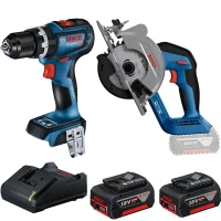 Combo Pague Menos Bosch 18V - Parafusadeira Furadeira Impacto Bateria 1/2" + Serra Circular 140mm + 2 Baterias 18V 4ah e Carregador Gal Bivolt BOSCH